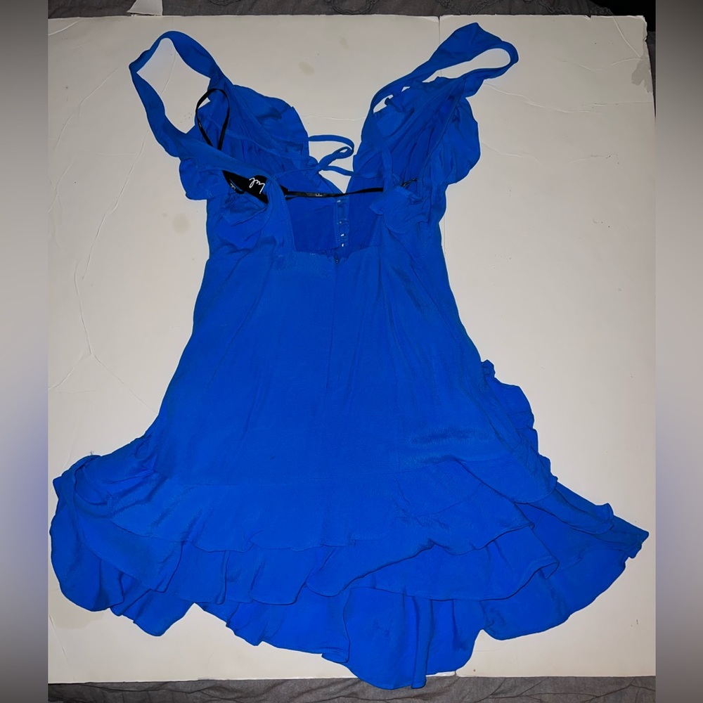 Lulus Blue Ruffle Dress Size M - Picture 4 of 4